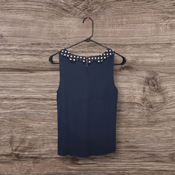 LC Lauren Conrad Navy Top with Polka Dot Collar - Picture 2 of 3